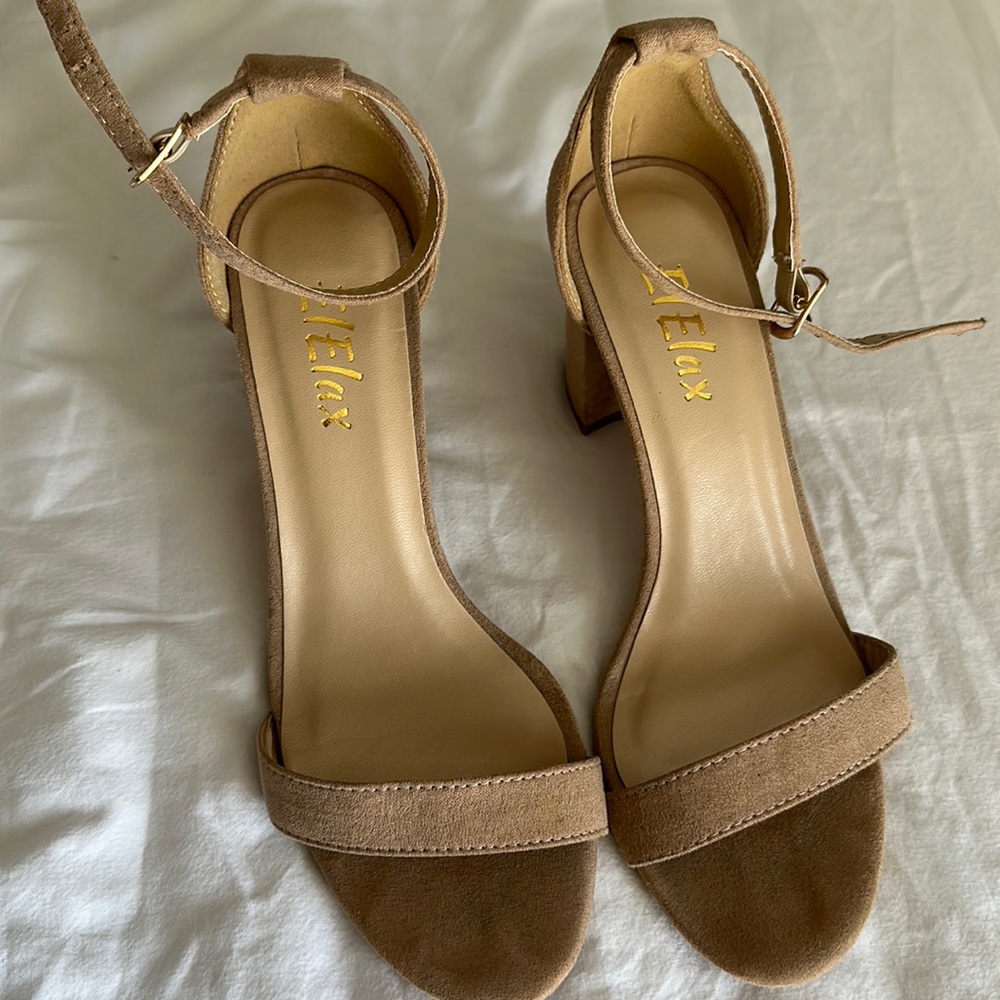 Nude block heel